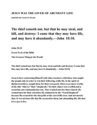 Jesus was the giver of abundant life | PDF