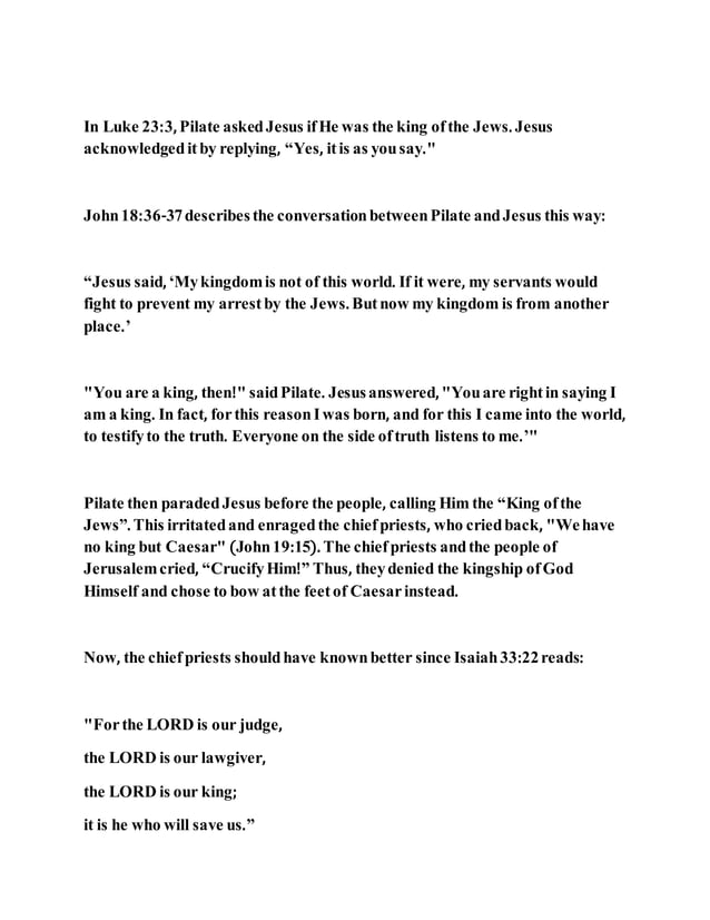 Jesus was the ruler of the kings of the earth | DOCX | Christianity ...