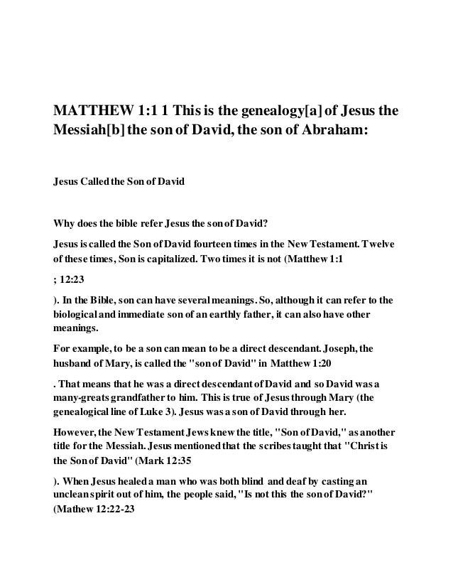 Jesus Was The Son Of David