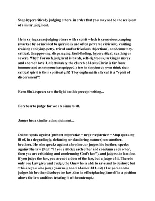 Jesus was warning against being judgmental | DOCX