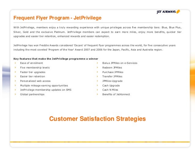 jet airways ppt jet airways frequent flyer program