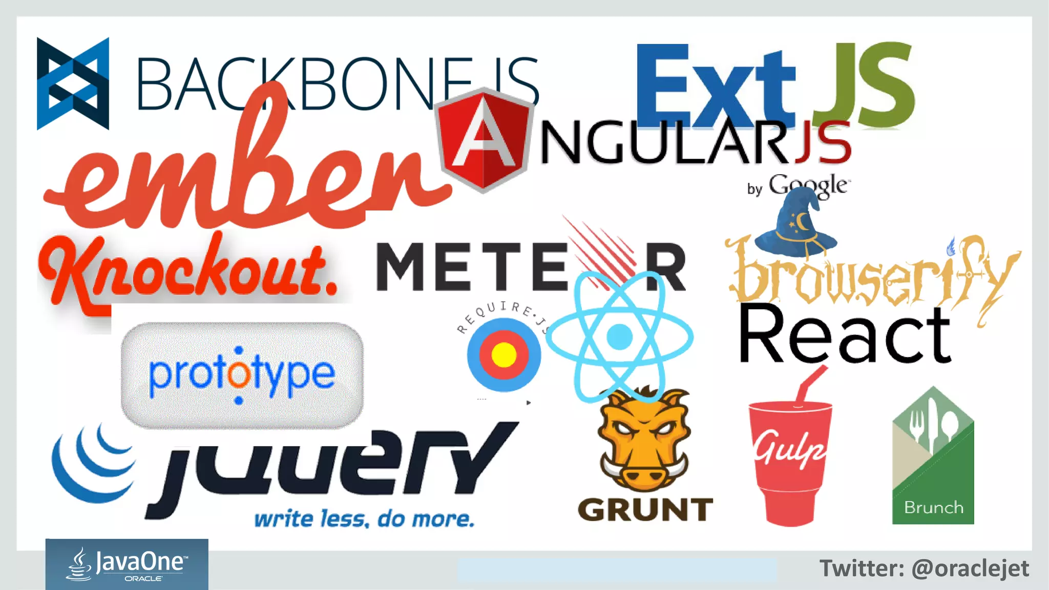 Copyright © 2014, Oracle and/or its affiliates. All rights reserved. Twitter: @oraclejet
 