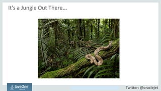Copyright © 2014, Oracle and/or its affiliates. All rights reserved.
It's a Jungle Out There...
Twitter: @oraclejet
 