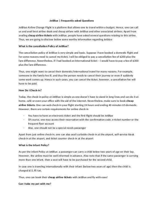 Jet Blue Airline Change Flights