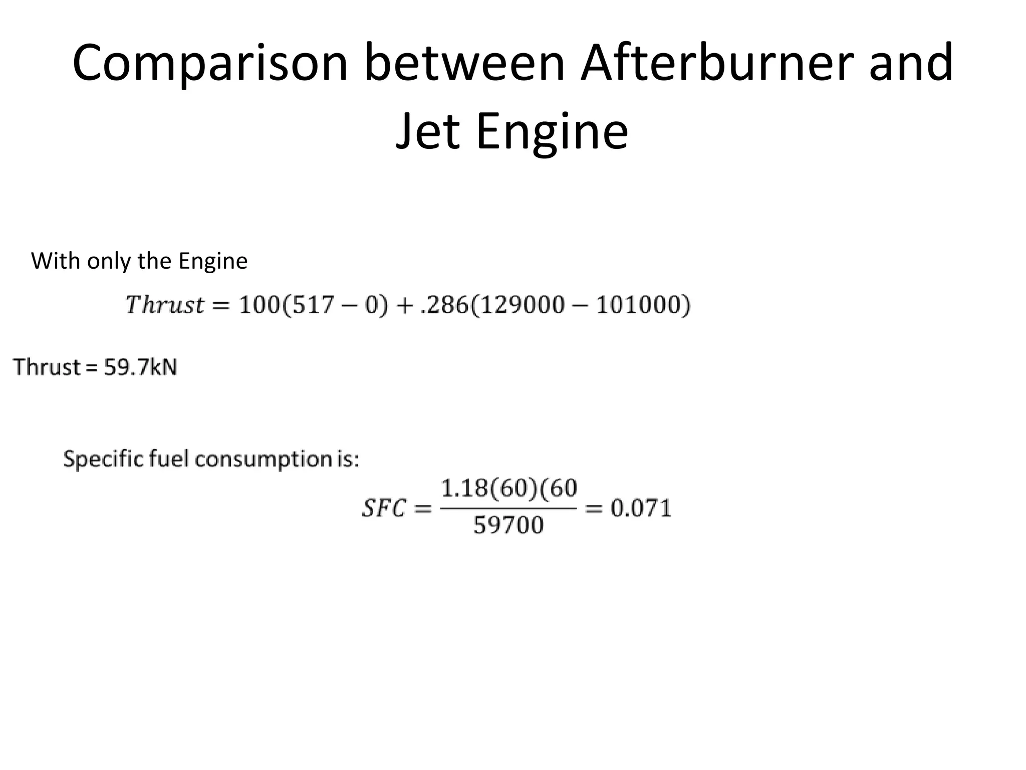 Comparison between Afterburner and
Jet Engine
With only the Engine

 