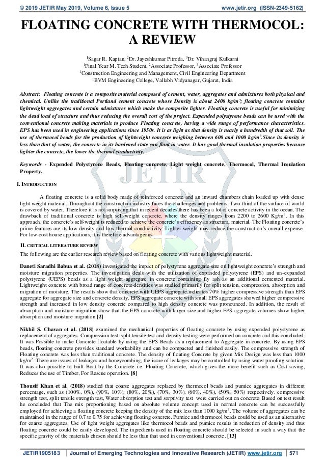 Research paper on floating concrete picture