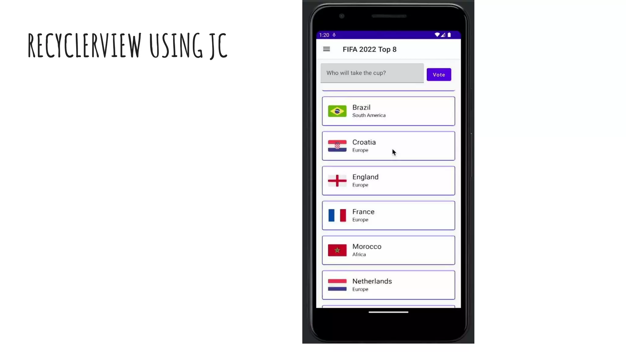 RECYCLERVIEW USING JC
 