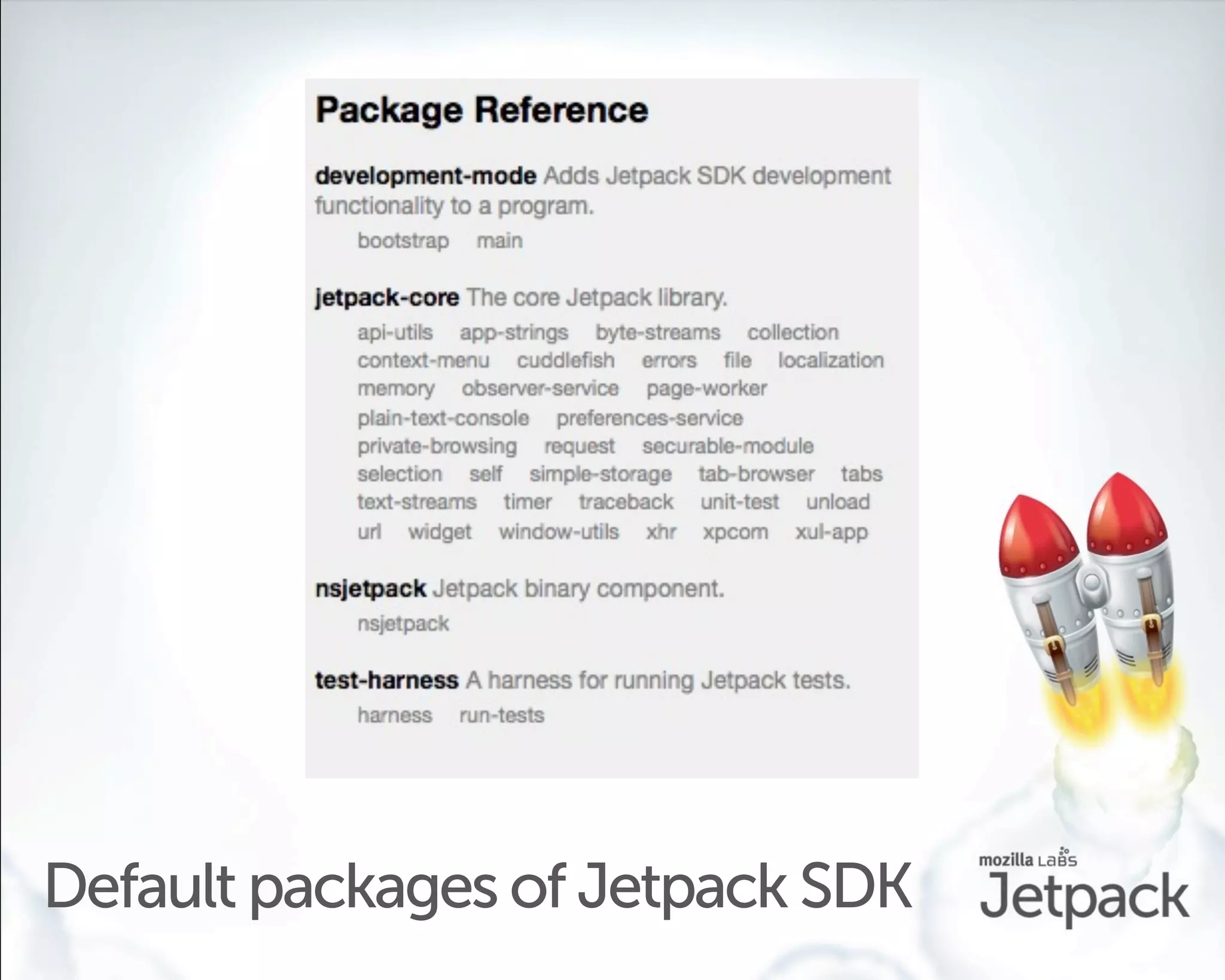 Default packages of Jetpack SDK
 