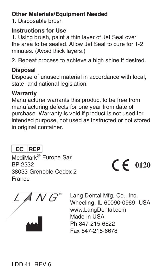Jet seal Instructions