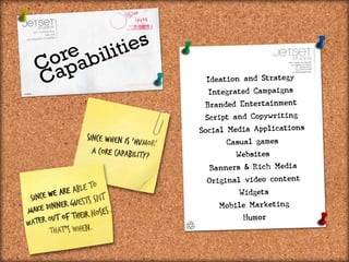 Jetset Studios Capabilities Overview