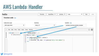 @tongueroo
AWS Lambda: Handler
 