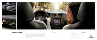 Ground control. This is your cockpit. You are the captain. Depending on your model, you can
press a few buttons and it will start the car, guide you anywhere the roads
go, and allow you to answer and make calls.* Press a few more and it will play
almost any kind of music you like, from your collection on your iPod®
or the
one streaming to you from a satellite up in space. About the only thing it can’t
do is drive itself. But that would take the pleasure of driving away from you,
and that hardly seems fair.
Technology
Features • Fender Premium Audio System**
• Bluetooth®
with audio streaming*/
**
• Keyless access with push-button start**/†
• Touchscreen navigation**
*Requirescompatibledevice.**Featureavailableonselectmodels.†
Seebackcoverforimportant
information on this feature.
• SiriusXM Satellite Radio with 3-month
trial subscription**
• AUX-in for portable audio players
• Media Device Interface (MDI) with iPod cable**
• Touchscreen sound system**
SEL shown in Titan Black
 