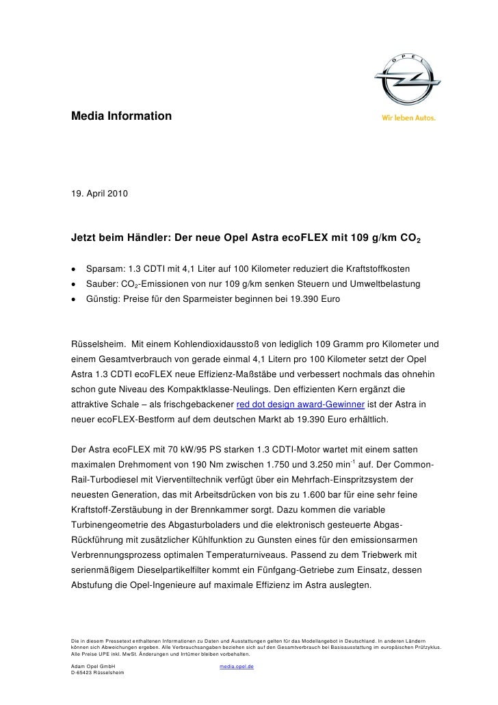 Jetzt Beim Handler Der Neue Opel Astra Ecoflex Mit 109 Gkm Co2 Pdf