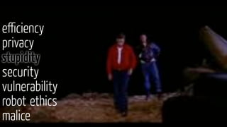 eﬃciency
privacy
stupidity
security
vulnerability
robot ethics
malice
 