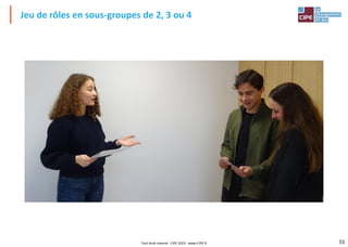 55
Jeu de rôles en sous-groupes de 2, 3 ou 4
Tout droit réservé - CIPE 2023 - www.CIPE.fr
 