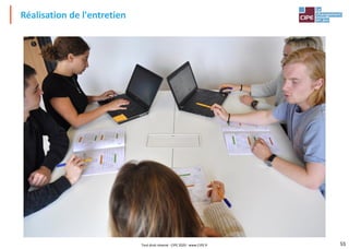 55
Réalisation de l'entretien
Tout droit réservé - CIPE 2020 - www.CIPE.fr
 