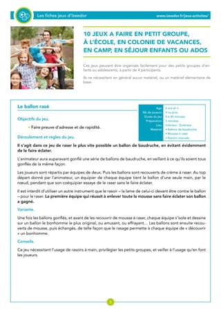 Règles de jeux de terrains, présentation de jeux de société pour enfants et  ados