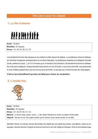 Le Petit Bac : Révise le vocabulaire FLE en classe ! 