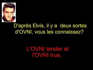 D'après Elvis, il y a  deux sortes d'OVNI, vous les connaissez?  L'OVNI tender et l'OVNI true.   