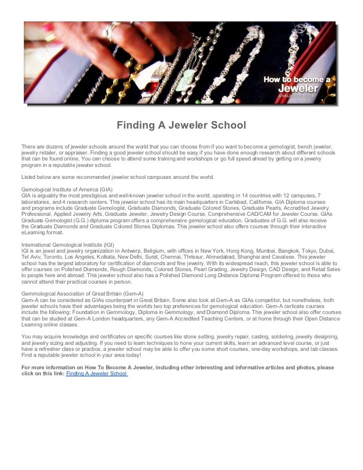 Finding A Jeweler School