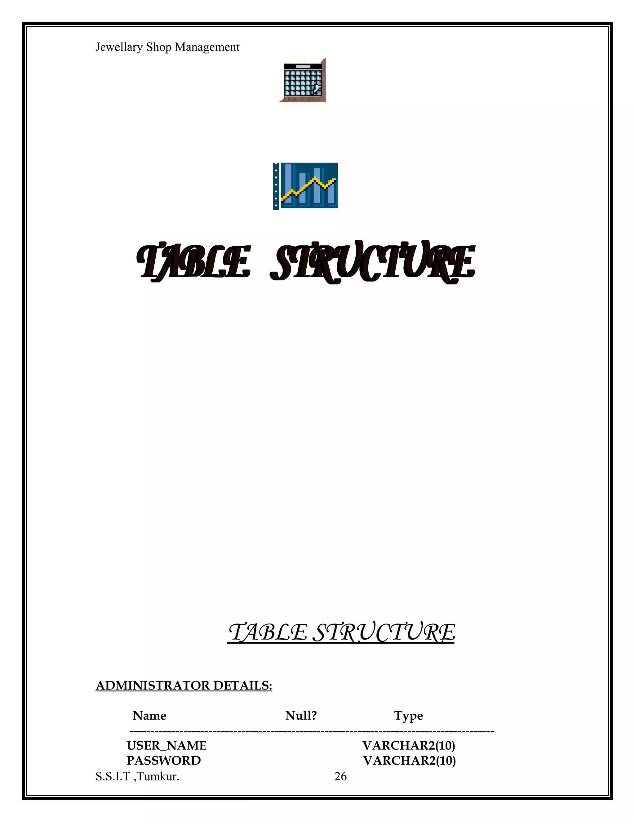 Jewellary Shop Management

S.S.I.T ,Tumkur.

26

 