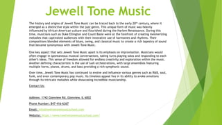 Jewell Tone Music
The history and origins of Jewell Tone Music can be traced back to the early 20th century, where it
emerged as a distinctive style within the jazz genre. This unique form of music was heavily
influenced by African American culture and flourished during the Harlem Renaissance. During this
time, musicians such as Duke Ellington and Count Basie were at the forefront of creating mesmerizing
melodies that captivated audiences with their innovative use of harmonies and rhythms. Their
compositions blended elements of blues, swing, and classical music to create a rich tapestry of sound
that became synonymous with Jewell Tone Music.
One key aspect that sets Jewell Tone Music apart is its emphasis on improvisation. Musicians would
often engage in spontaneous musical conversations, taking turns playing solos and responding to each
other’s ideas. This sense of freedom allowed for endless creativity and exploration within the music.
Another defining characteristic is the use of lush orchestrations, with large ensembles featuring
multiple horns, pianos, drums, and bass providing a rich symphonic sound.
Over time, Jewell Tone Music has continued to evolve and influence various genres such as R&B, soul,
funk, and even contemporary pop music. Its timeless appeal lies in its ability to evoke emotions
through its intricate melodies while showcasing incredible musicianship.
Contact Us:
Address: 1742 Glenview Rd, Glenview, IL 6002
Phone Number: 847-416-6367
Email: info@twelvetonemusicschool.com
Website: https://www.twelvetonemusicschool.com/
 
