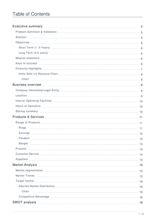 Jewelry Business Plan Example