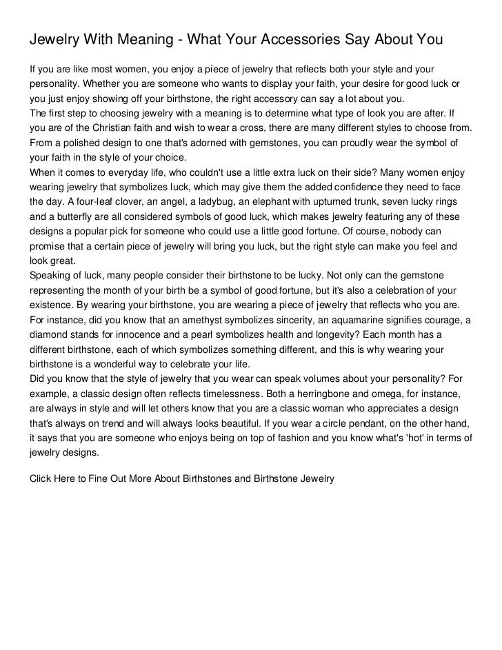 Jewelry With Meaning What Your Accessories Say About You