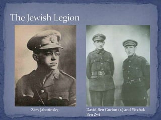 Zeev Jabotinsky David Ben Gurion (r.) and Yitzhak
Ben Zwi
 