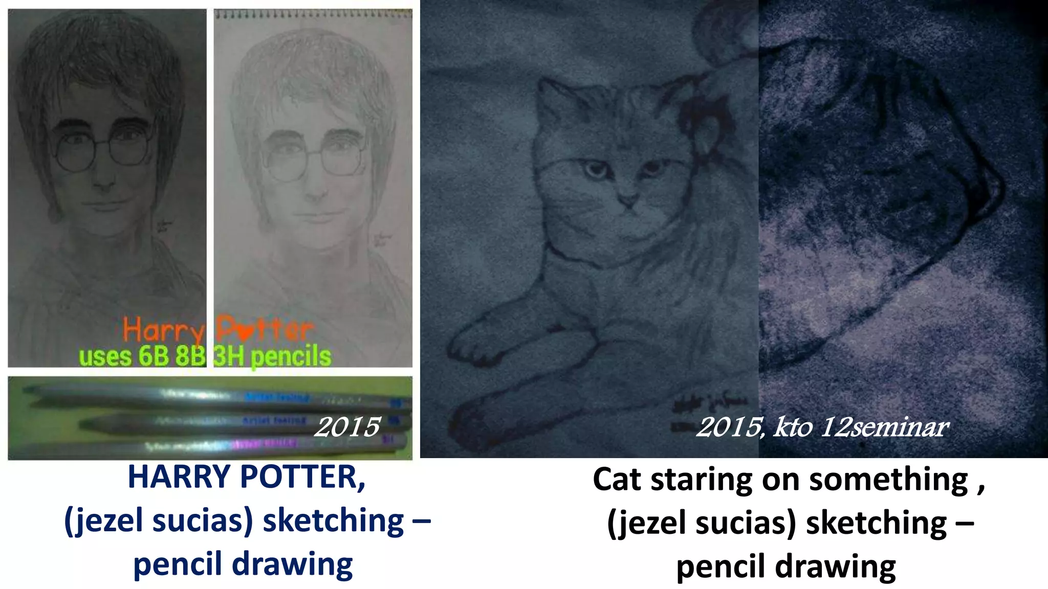 Cat staring on something ,
(jezel sucias) sketching –
pencil drawing
HARRY POTTER,
(jezel sucias) sketching –
pencil drawing
2015, kto 12seminar2015
 