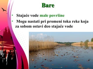 BareBare
Stajaće vode male površine
Mogu nastati pri promeni toka reke koja
za sobom ostavi deo stajaće vode
 
