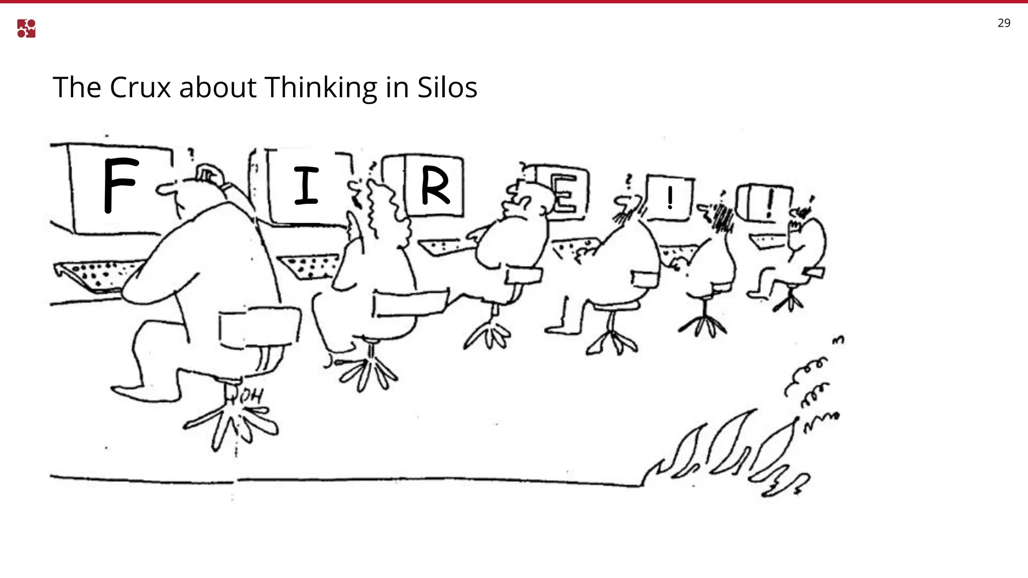 The Crux about Thinking in Silos
29
F I R !
 