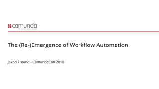 The (Re-)Emergence of Workflow Automation
Jakob Freund - CamundaCon 2018
 