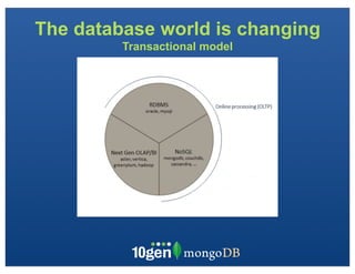 The database world is changing
         Transactional model
 