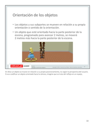 En Alice un objeto se mueve en relación a su propio posicionamiento, no según la perspectiva del usuario.
Si va a codificar un objeto orientado hacia la cámara, imagine que se trata del reflejo en un espejo.
10
 