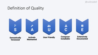 @colinodell
Definition of Quality
Semantically
Versioned
Actively
Maintained
User Friendly Composer
Installable
Extensively
Documented
S A U C E
 