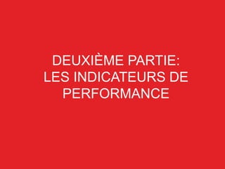 DEUXIÈME PARTIE:
LES INDICATEURS DE
PERFORMANCE
 