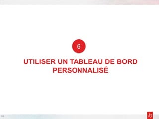 66
UTILISER UN TABLEAU DE BORD
PERSONNALISÉ
6
 