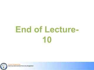 Faculty of Engineering
American International University-Bangladesh
End of Lecture-
10
11
 