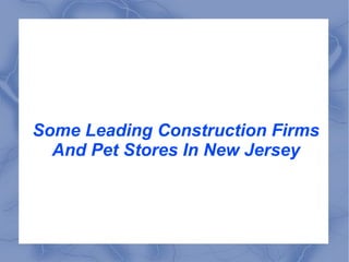 Some Leading Construction Firms And Pet Stores In New Jersey 