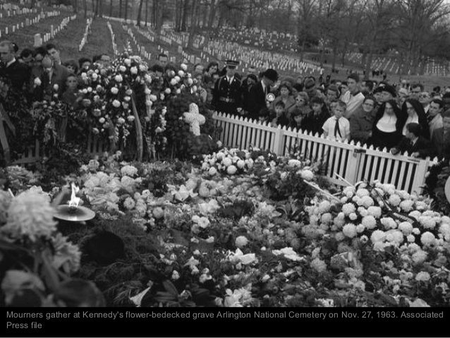 Mourners file past President Kennedy's grave in Arlington 1963