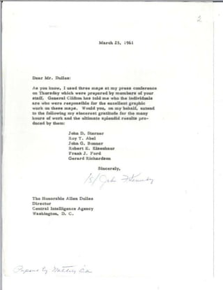 J.F. Kennedy remercie Allen Dulles