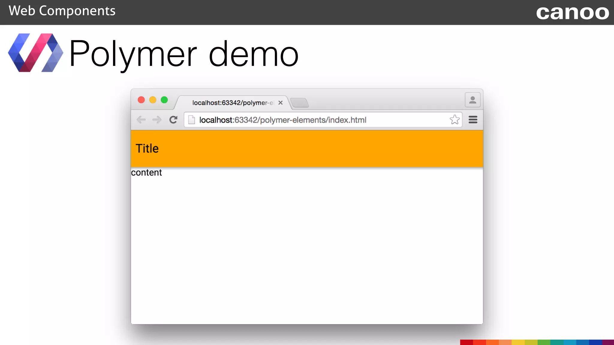 Polymer demo
Web Components canoo
 