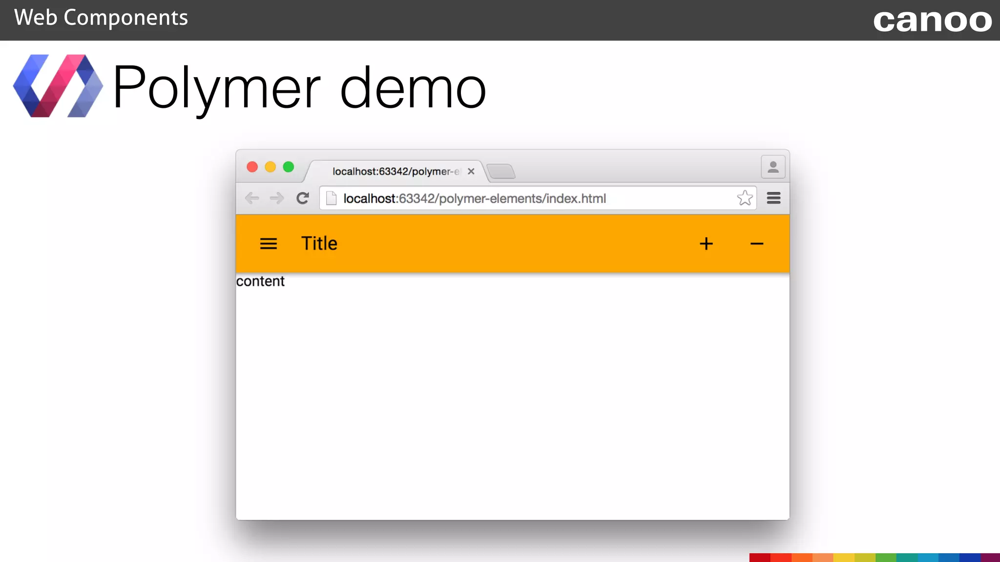 Polymer demo
Web Components canoo
 