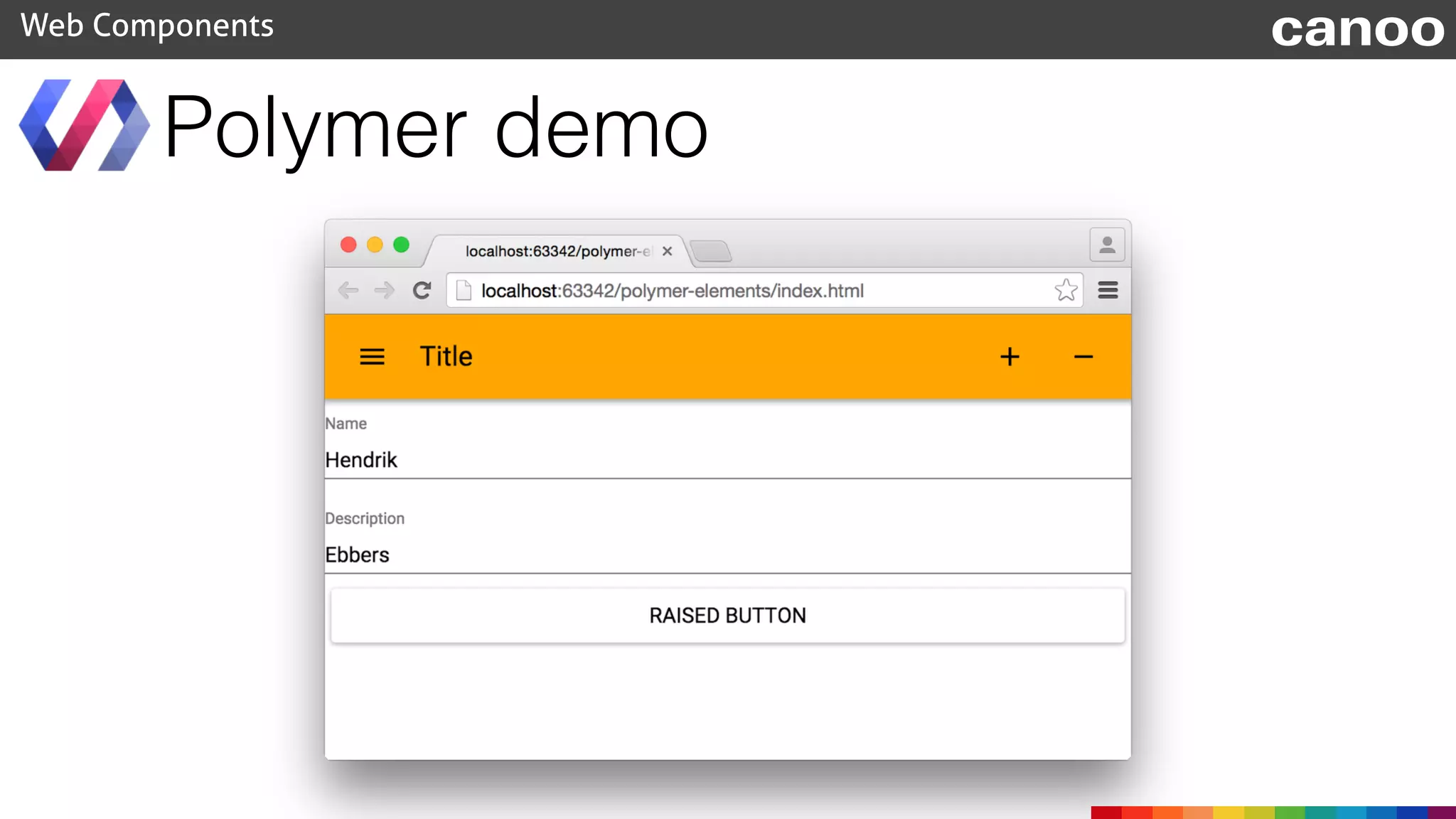 Polymer demo
Web Components canoo
 