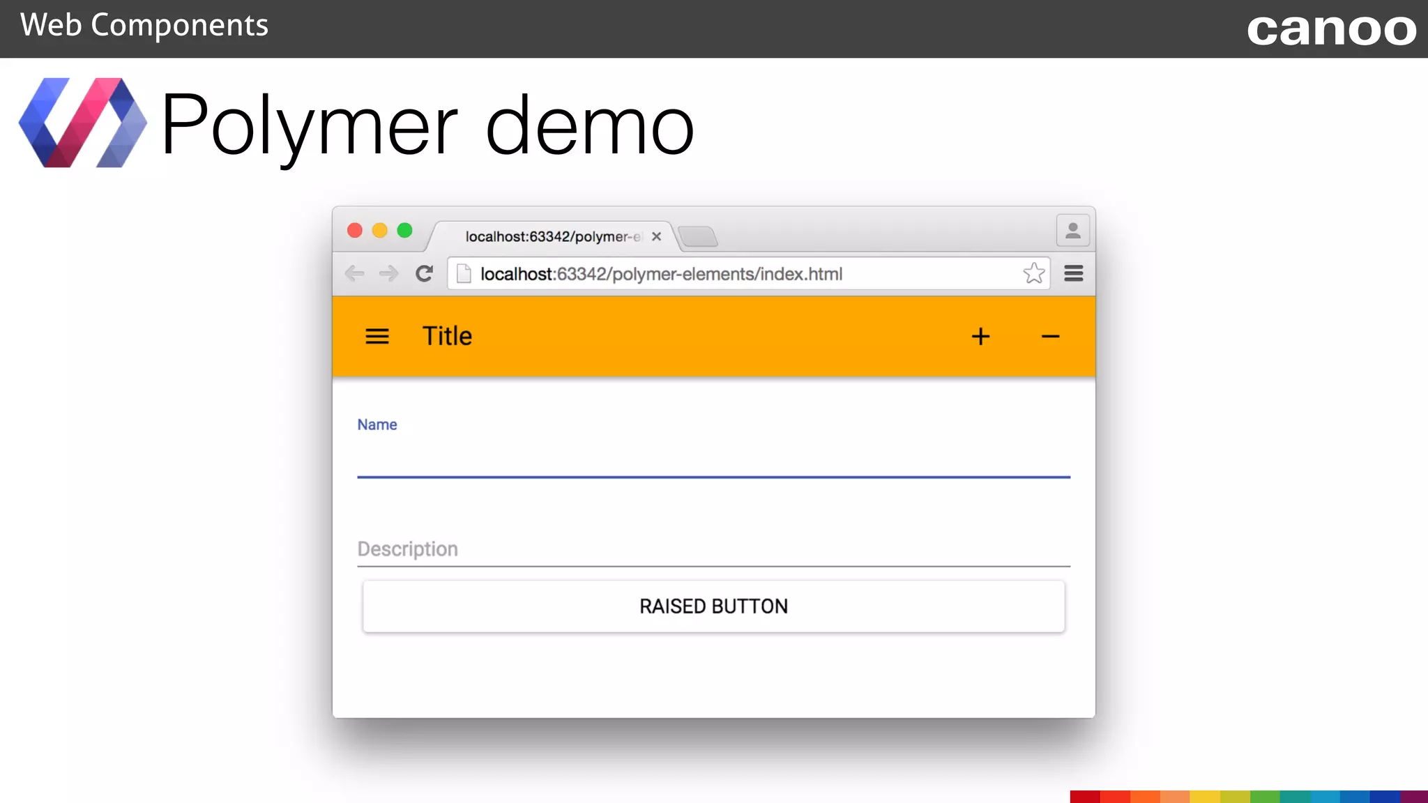 Polymer demo
Web Components canoo
 
