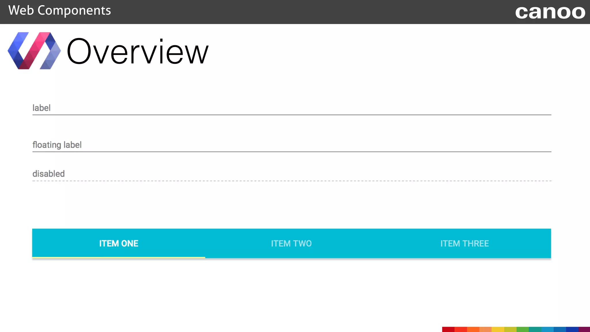 Overview
Web Components canoo
 