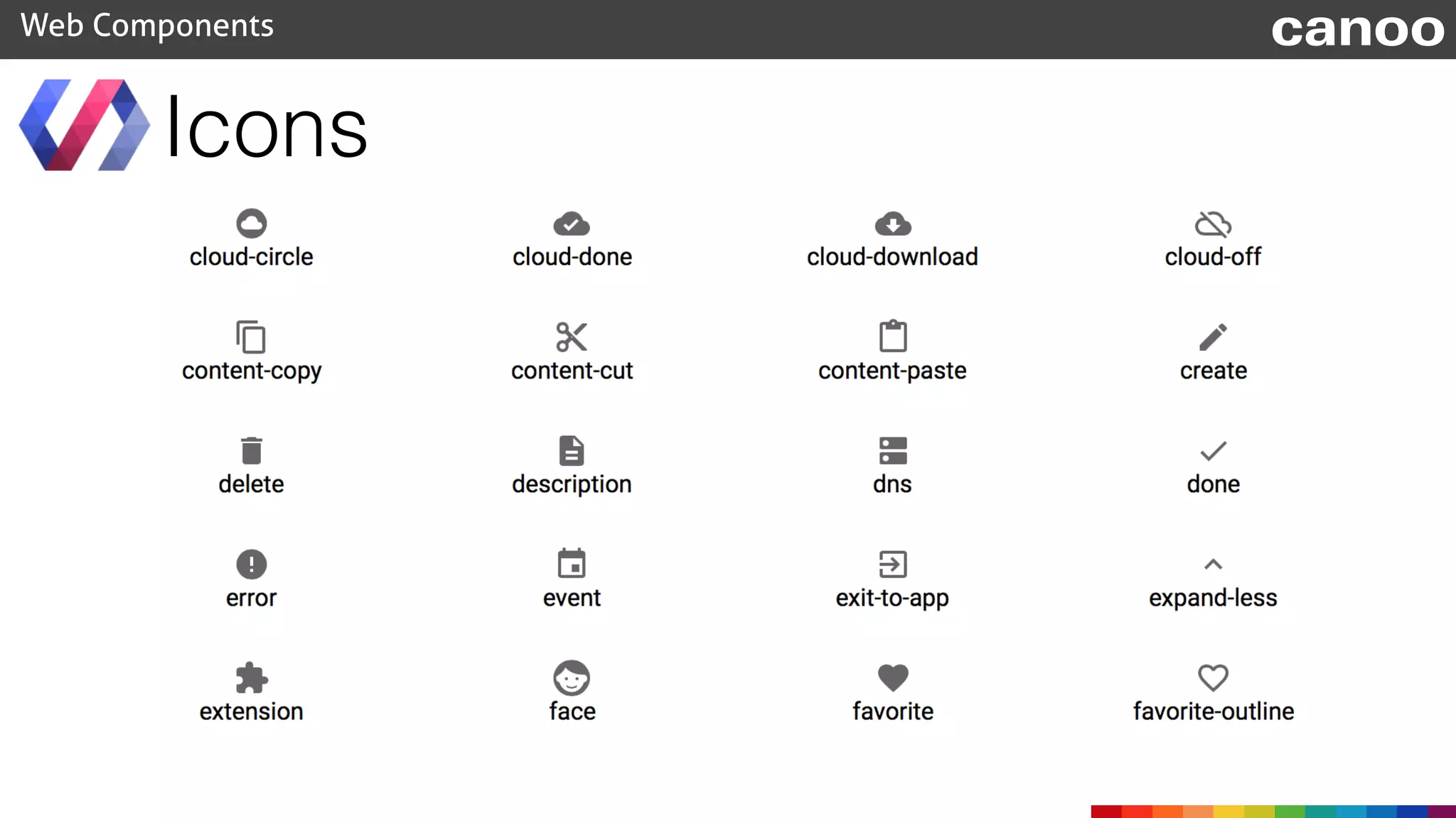 Icons
Web Components canoo
 