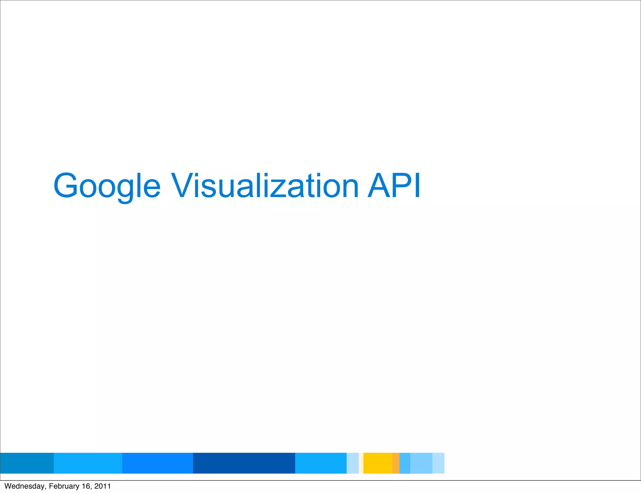 Google Visualization API




                                       Google Developer Day 2010
Wednesday, February 16, 2011
 