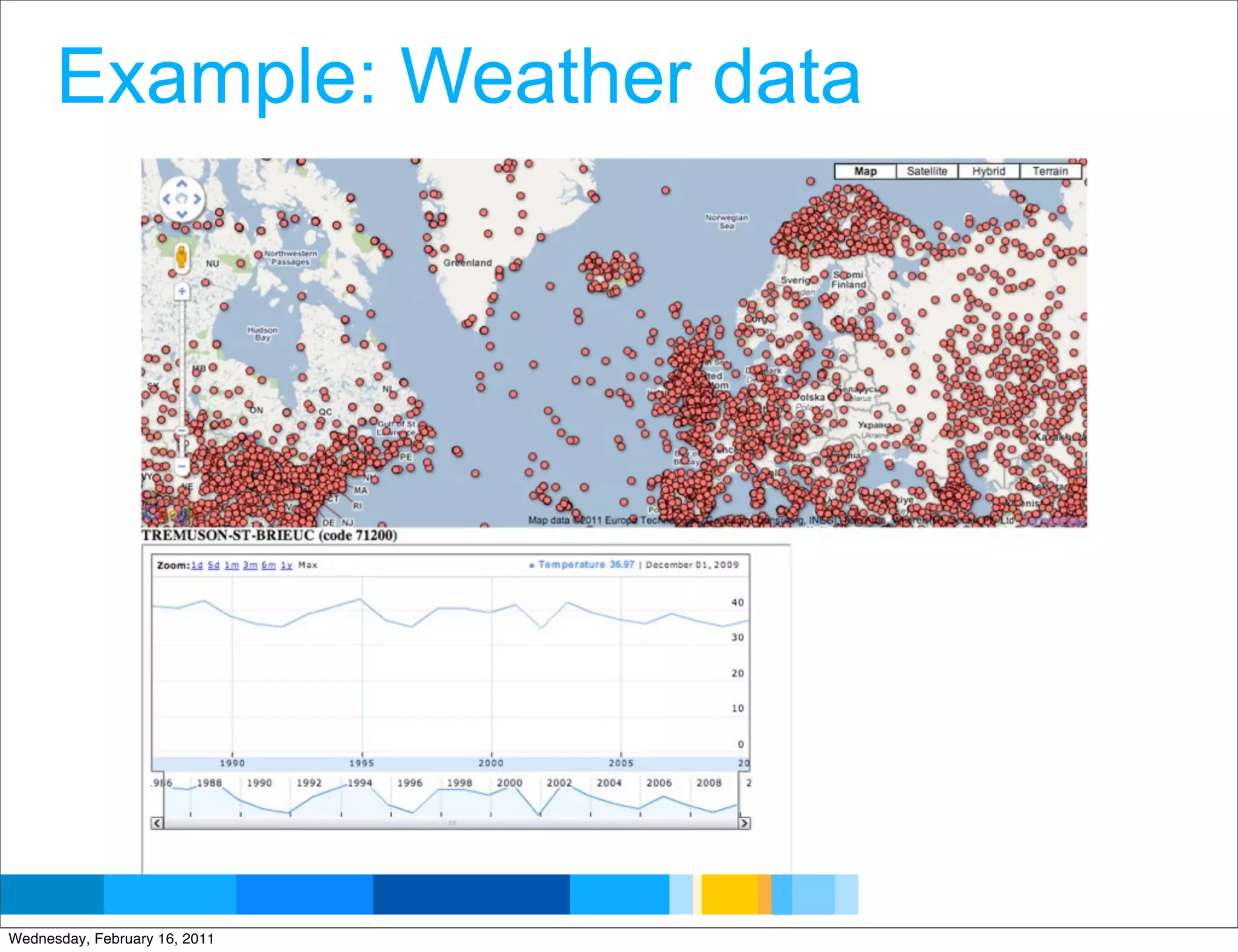 Example: Weather data




                               Google Developer Day 2010
Wednesday, February 16, 2011
 
